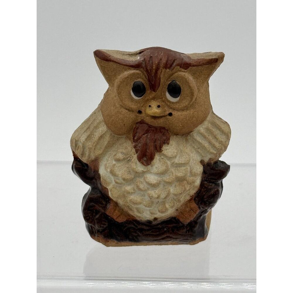 Vintage Hindt Clay Pottery Owl Wall Hook Figure Art Artist Signed Brown 3.5”